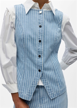 Sanni sl denim waistcoat Light Blue Denim Stripes Object 